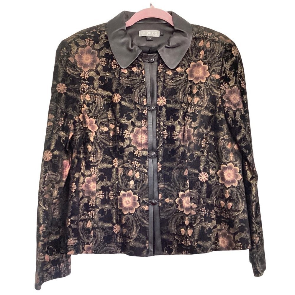 New Rare Vintage Le Jo Ce Printed Suede & Leather Jacket women size 12